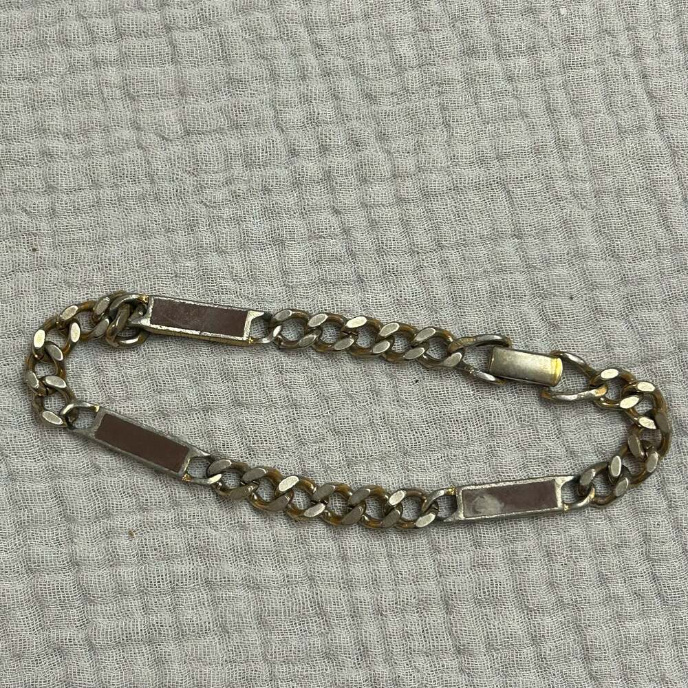 Vintage Avon Gold Tone Chain Bracelet with Maroon Enamel Links